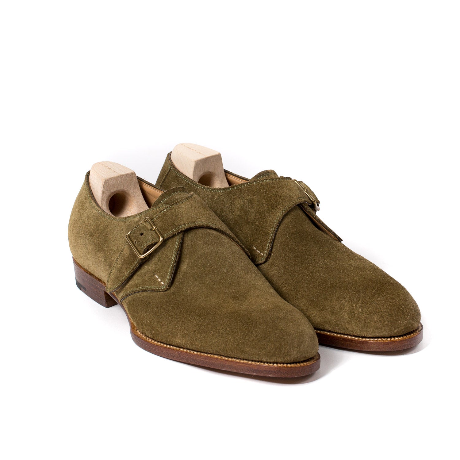 Monk "Classic Strap" aus olivgrünem Rauhleder - reine Handarbeit